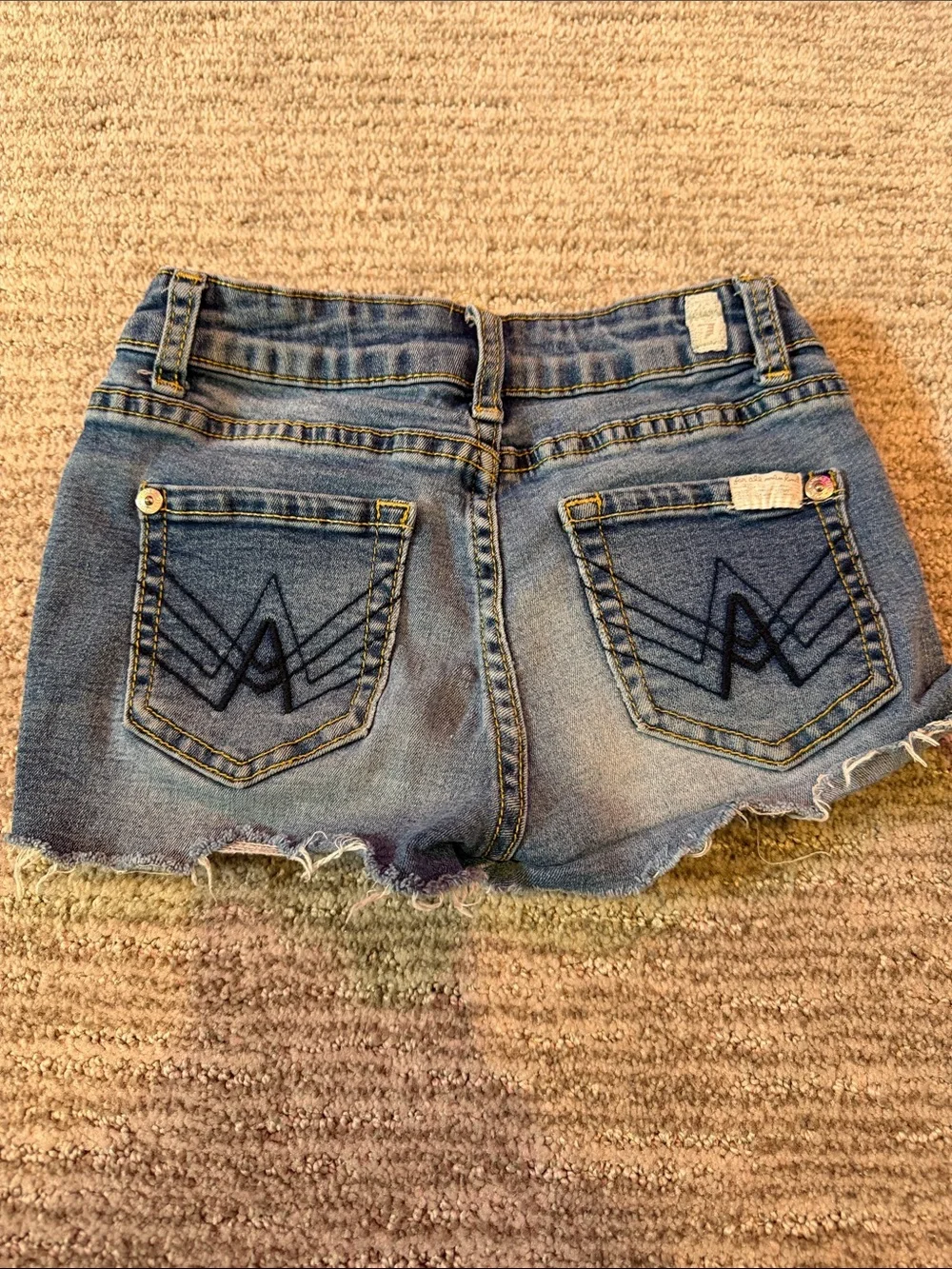 7 For All Mankind Blue Distressed Kids Denim Shorts